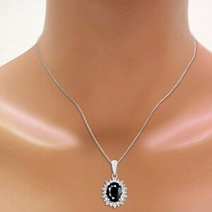Elegant Silver Necklace with Black Pendant
